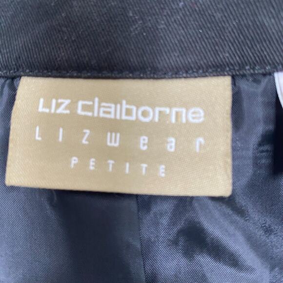 Liz Claiborne Womens Blazer Size 12 Petite Black Notch Lapel 100% Cotton Career - Picture 3 of 11